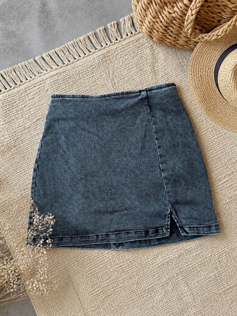 Classic Dark Denim Mini Skirt - Clean A-Line Style